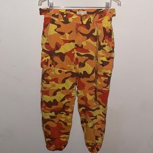 Orange Camo HighWaisted CargoStyle PantsW/belt!
